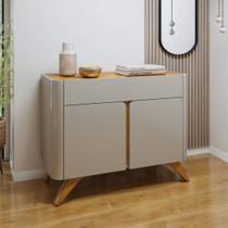 Buffet para Sala de Jantar Laqueado 100% MDF 2 Portas 92cm Pés Madeira Maciça Aros