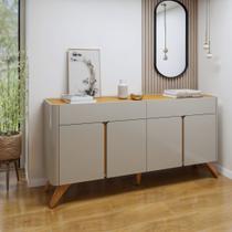 Buffet para Sala de Jantar Laqueado 100% MDF 4 Portas 172cm Pés em Madeira Maciça Aros
