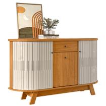 Buffet Para Sala Monza 3 Portas Madetec Cor:Cinamomo Off White