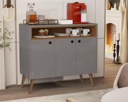 Buffet Paris 3 Portas Pés Palito Cinza / Freijó - MJM Casa dos Moveis