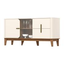 Buffet Rael 2 Portas 2 Gavetas Retrô Off White/Nature Buffet Rael 2 Portas 2 Gavetas Retrô Off White/Nature