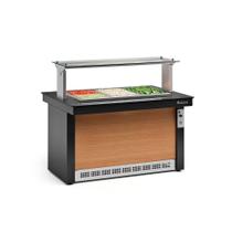 Buffet Refrigerado 6 Cubas GBRF140 Preto e Madeira Gelopar 220V