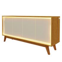 Buffet Requinte 4 portas com LED Gelius Cor Naturale Off White