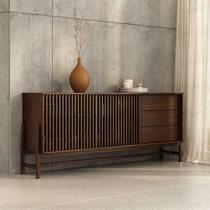 Buffet Ripado 170 cm Decorativo Porta de Correr Madeira Imbuia Adamo Buffet Ripado 170 cm Decorativo Porta de Correr Madeira Imbuia Adamo