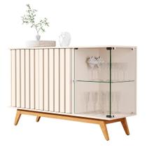 Buffet Ripado com 3 Portas e Lateral de Vidro Nice Pérola Buffet Ripado com 3 Portas e Lateral de Vidro Nice Pérola