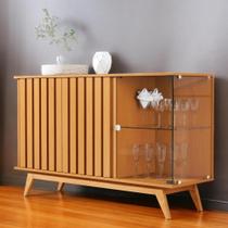 Buffet Ripado com Prateleira Açaí 03 Portas Nature JB Móveis Buffet Ripado com Prateleira Açaí 03 Portas Nature JB Móveis