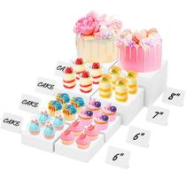 Buffet Risers BreeziiDesign de 20 cm com mini letreiros, conjunto de 8 brancos