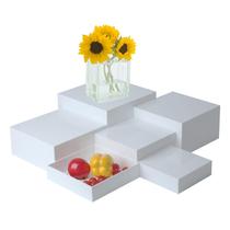 Buffet Risers Yienopoke, 6 peças de caixas de cubos de acrílico aninhadas em branco