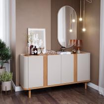 Buffet Sala De Jantar 100% MDF 4 Portas Eva Cimol Off White/Nature