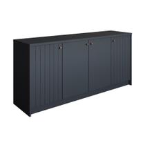 Buffet Sala De Jantar 100% MDF 4 Portas Lia Cimol Chumbo Preto