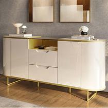 Buffet Sala Jantar 180cm Tampo Vidro Atlanta Lukaliam Off White/Dourado Buffet Sala Jantar 180cm Tampo Vidro Atlanta Lukaliam Off White/Dourado