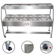 Buffet Self Service 10 Cubas Quente 5 Frias Inox Restaurante Carrinho Balcão Térmico Banho Maria