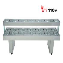 Buffet Self Service Bm Duplo 18 Cubas 12 Quentes e 6 Frias - Edanca 110v