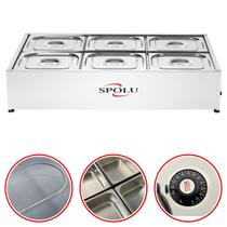 Buffet Self Service Quente Bancada Térmica 6 Cubas Banho Maria Balcão Aço Inox Restaurante Rechaud