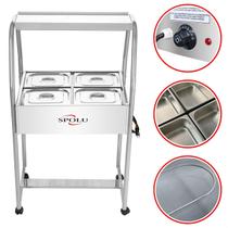 Buffet Self Service Quente Térmico 4 Cubas Banho Maria 6L Balcão Inox Carrinho Restaurante Spolu