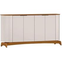Buffet Serena com 4 Portas e Pés de Madeira Maciça New Ceval Cor Ipê Off White