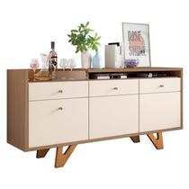 Buffet Soft Castanho Off White HB Móveis Buffet Soft Castanho Off White HB Móveis