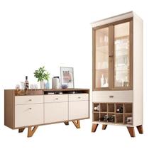 Buffet Soft E Cristaleira ópera Off White Castanho Hb Móveis