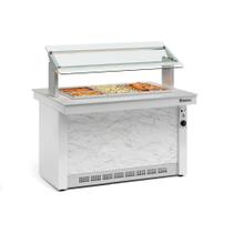 Buffet Térmico Linha Vitra GBTA-140 BR Branco/Mármore c/ Vidros Serigrafados e Iluminação LED - Gelopar