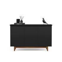 Buffet Três Portas Flow Preto/Freijó EJ Móveis