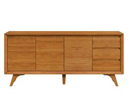 Buffet Vertex 3 Portas Pés Madeira Maciça - Naturalle - Mavaular