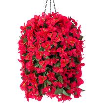Buganvílias artificiais com flores artificiais penduradas, videiras penduradas, 3 peças vermelhas Buganvílias artificiais com flores artificiais penduradas, videiras penduradas, 3 peças vermelhas