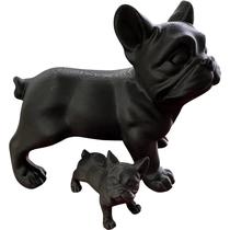 Buldogue Enfeite - 1 Grande E 1 Pequeno Preto Buldogue Enfeite - 1 Grande E 1 Pequeno Preto