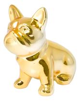 Buldogue Enfeite Mesa Cerâmica Decoração Espelhado Cachorro