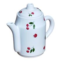 Bule 1L Café Chá Tradicional Cor Branco cerejá ceramica Bule 1L Café Chá Tradicional Cor Branco cerejá ceramica