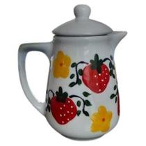 Bule 450 ml Café e Leite com tampa em porcelana decorada