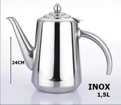 Bule Aço Inox Para Café Ou Chá 1,5 Cafeteira - 24CM Inox Permanente - WEISHUN