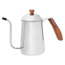 Bule Bico Fino Inox Com Cabo De Madeira 700ml