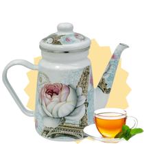 Bule Bico Pescoço Ganso Esmaltado Decorativo Fogão Indução Retro Alça de Porcelana 1,2 Litros Vai ao Fogo Café Chá A5