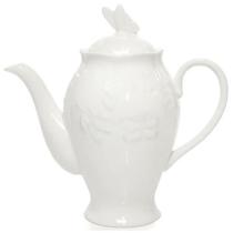 Bule Branco de Porcelana Flore e Borboletas 1 L - Lyor