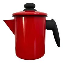 Bule Café Chá Aço Esmaltado 1,25 Litros Tradicional Vermelho