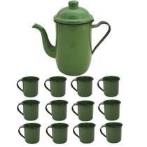 Bule Café Esmaltado 1,25 Litros e 12 Xícaras 70ml Tradicional
