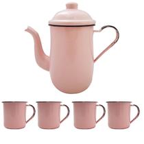 Bule Café Esmaltado 1,25 Litros e 4 Xícaras 70ml Tradicional