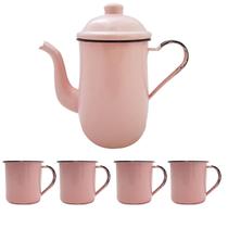 Bule Café Esmaltado 1,25 Litros e 4 Xícaras 70ml Tradicional