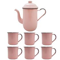 Bule Café Esmaltado 1,25 Litros e 6 Xícaras 70ml Tradicional
