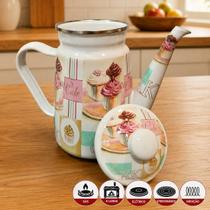 Bule Cake Esmaltado Charm Vintage Para Todos Fogões De 1,2L Bule Cake Esmaltado Charm Vintage Para Todos Fogões De 1,2L