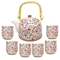 Bule Chaleira Cerâmica Oriental com 6 Copos e Infusor Teapot Bule Chaleira Cerâmica Oriental com 6 Copos e Infusor Teapot