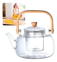 Bule Chaleira De Vidro 1000ml Com Alça De Bambu Bule Chaleira De Vidro 1000ml Com Alça De Bambu