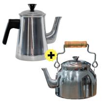 Bule + Chaleira Para Café, Chá, Leite, 2 Peças Em Alumínio