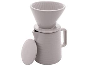 Bule com Suporte Para Filtro e Tampa Cerâmica Cinza 600ml Wolff Bule com Suporte Para Filtro e Tampa Cerâmica Cinza 600ml Wolff