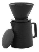 Bule com Suporte Para Filtro e Tampa Cerâmica Preta 600ml Wolff