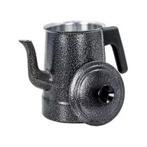 Bule Craqueado Preto Para Café Chá De Alumínio Repuxado 1l