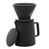 Bule de Cerâmica 600 ml com Suporte para Filtro e Tampa Preta Wolff