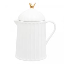 Bule de Cerâmica Colibri com Tampa Branco 600ml Wolff