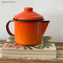 Bule de Chá Esmaltado Bico Curto 600 ml Laranja Ewel