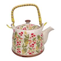 Bule de Chá Porcelana Chaleira Com Infusor Inox 850ml